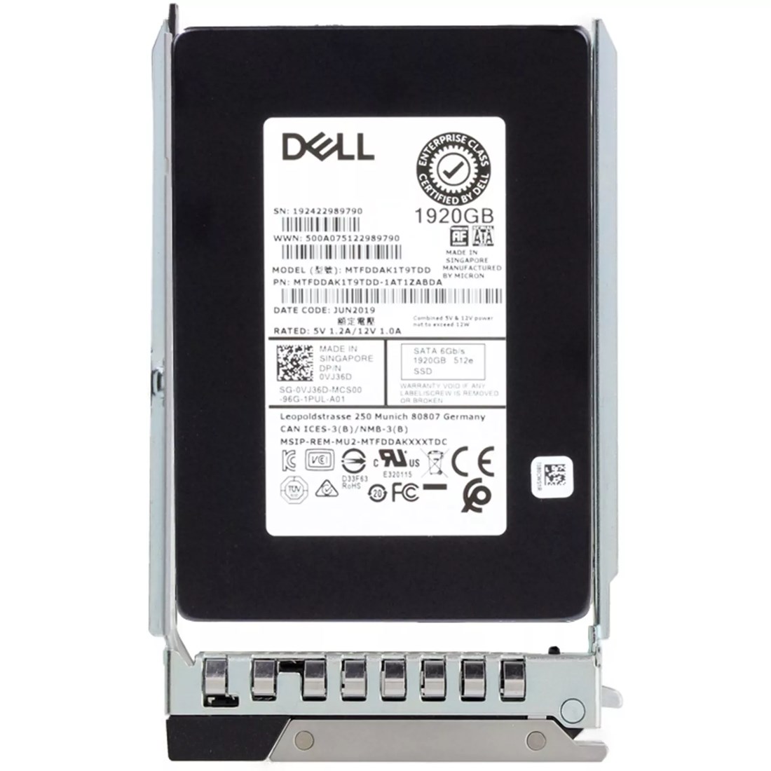 Dell VJ36D 1.92TB SATA-6Gbps Read Intensive 1DWPD 2.5-Inch Hot