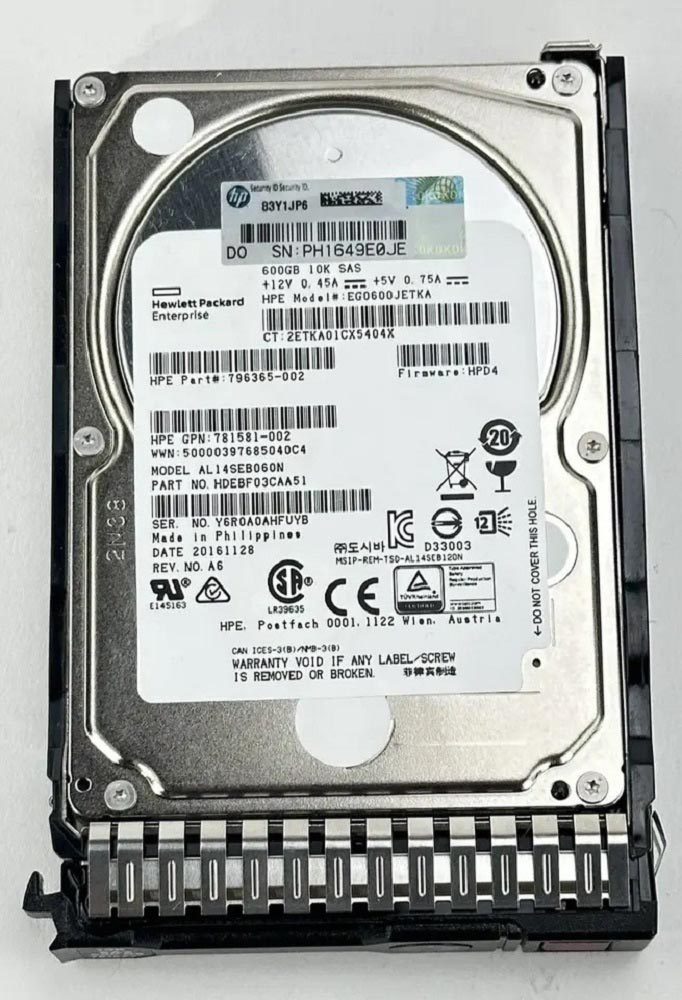 HPE 872285-001 Enterprise Hard drive 600 GB SAS 12Gb/s New F/s