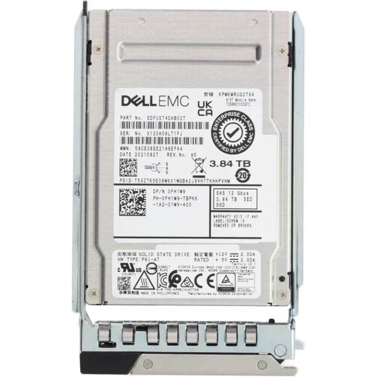 Dell FH1W9 3.84TB SAS-12Gbps SED Read Intensive 1DWPD 2.5Inch Hot