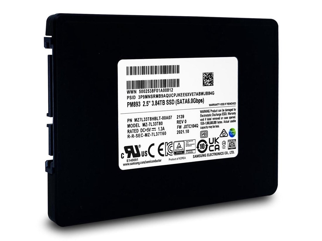 Samsung PM893 MZ7L33T8HBLT SSD 3.84 TB SATA 6Gb/s Brand New