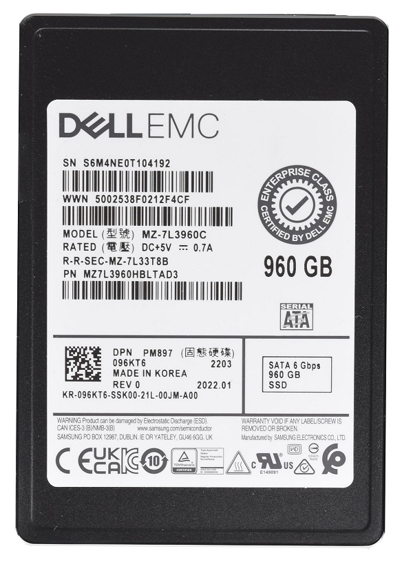 @mo0al_u シリアル Samsung PM897 MZ7L3960HBLTAD3 Mixed Use SSD 960 GB SATA 6Gb/s DELL