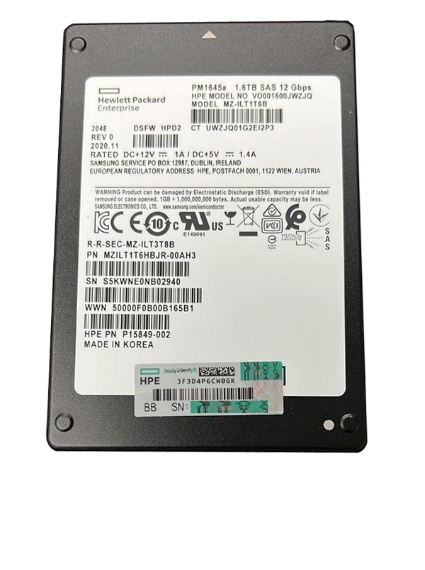 SAMSUNG PM1645a SSD 1.6 TB SAS 2台セット Samsung PM1645a MZ-ILT1T6B Mixed Use SSD 1.6 TB SAS 12Gb/s HPE OEM