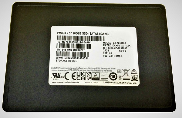 Samsung PM893 MZ-7L39600 SSD 960 GB SATA 6Gb/s Brand New