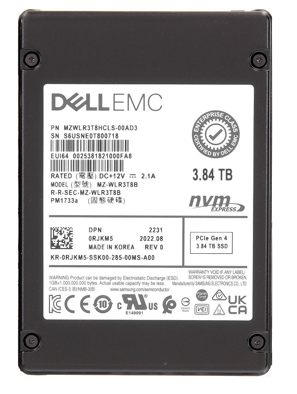SAMSUNG MZ-WLR3T8B 3.84TB NVMe Read Intensive 2.5inch U.3 Ssd