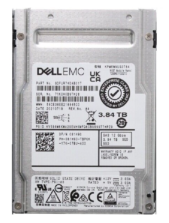 Kioxia PM6 SDFUR74DAB01T SSD 3.84 TB SAS 12Gb/s DELL OEM Kioxia PM6 SDFUR74DAB01T SSD 3.84 TB SAS 12Gb/s DELL OEM