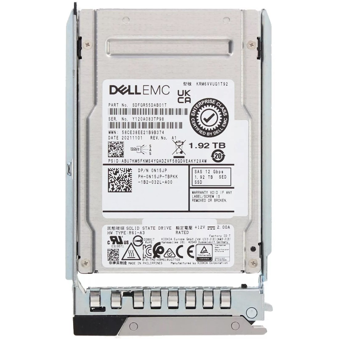 Dell N15JP 1.92TB SED Mixed Use 3DWPD SAS-12Gbps 2.5Inch Hot-Plug SSD
