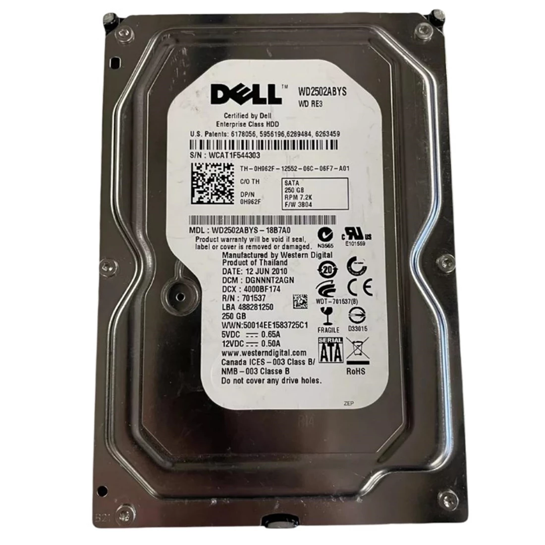 Dell H962F 250GB 7.2K 3.5 Dell H962F 250GB 7.2K 3.5
