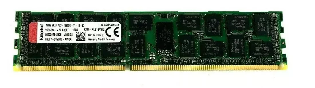 Kingston KTH-PL316/16G 16GB PC3-12800 DDR3-1600MHz 2Rx4 Ecc Memory Refurbished