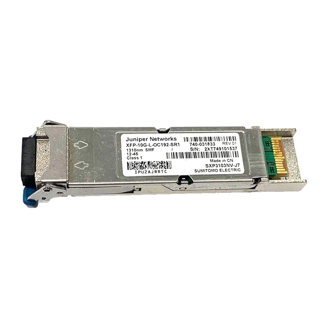 JUNIPER NETWORKS XFP-10G-L-OC192-SR1 Dual Rate 10G pluggable Transceiver for 10GE and OC192 1310nm for 10Km Transmission