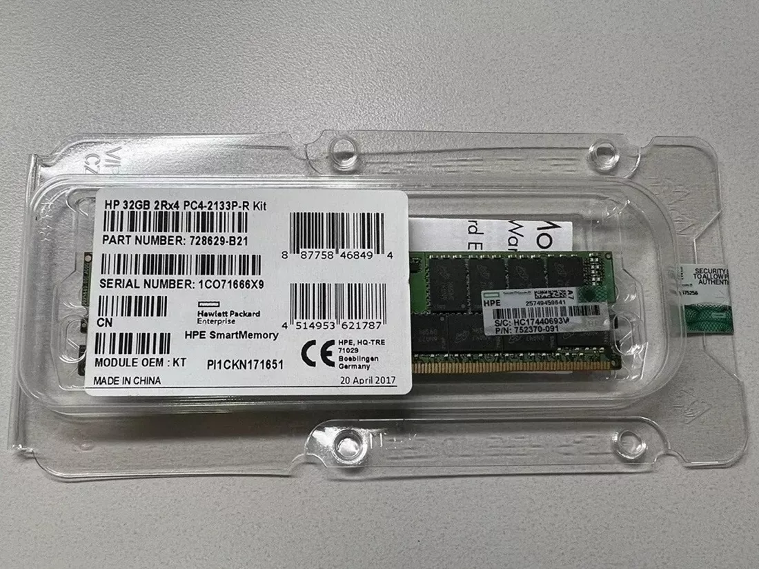 メモリー HPE 774175-001 32GB 288Pin 2133MHz ECC Reg DDR4 Memory for G9