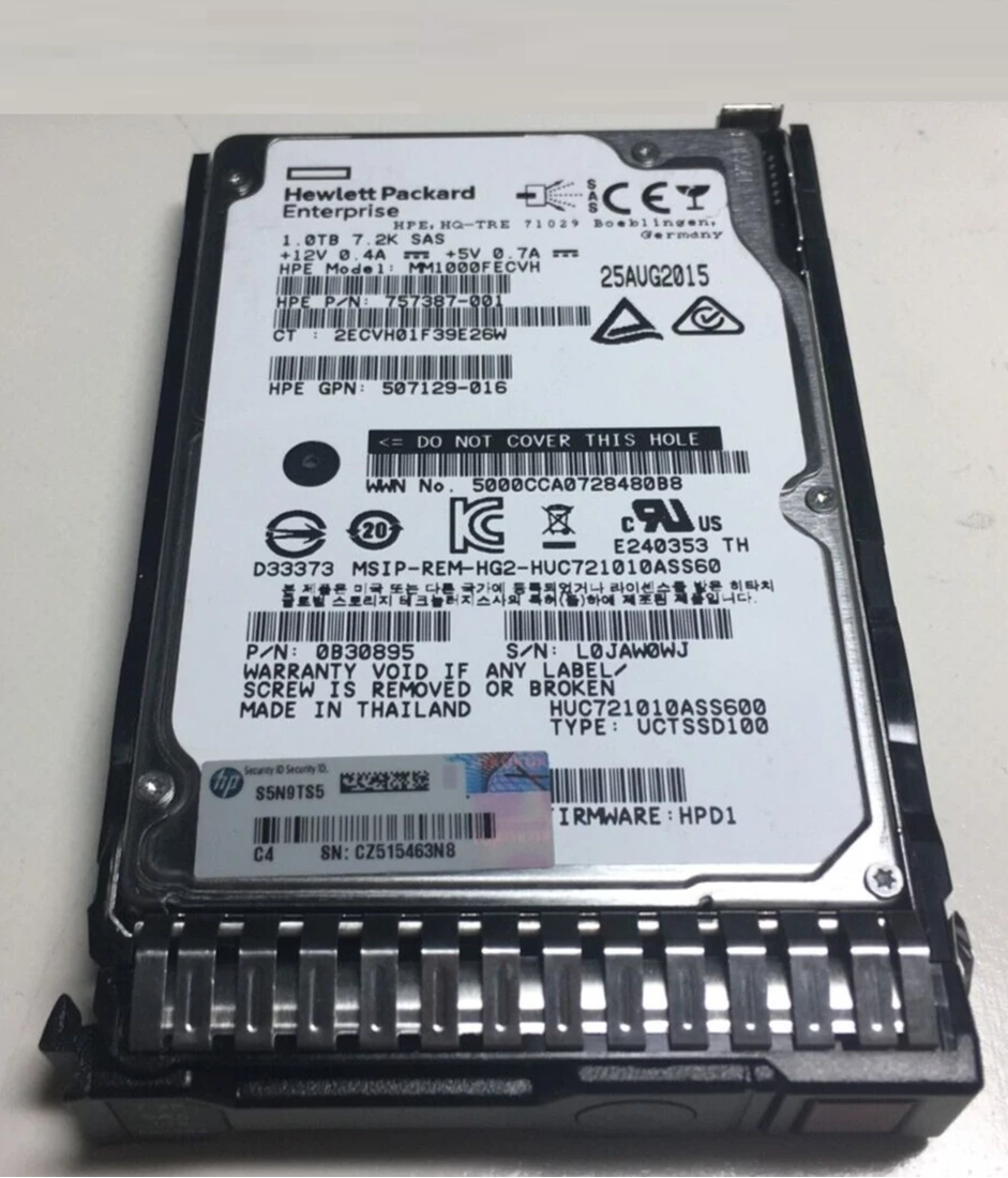 HPE MM1000FECVH Midline Hard drive 1 TB SAS 6Gb/s Refurbished