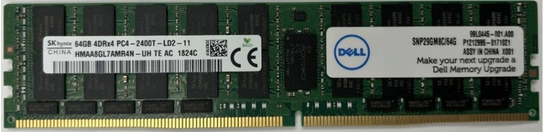 Dell 29GM8 64GB PC4-19200 DDR4-2400MHz 4Rx4 ECC Memory Hynix OEM Dell 29GM8 64GB PC4-19200 DDR4-2400MHz 4Rx4 ECC Memory Hynix OEM