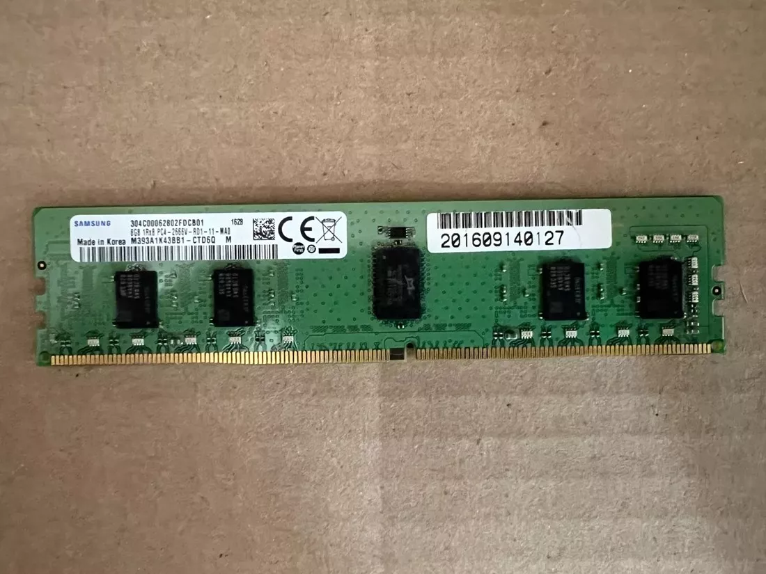Samsung M393A1K43BB1-CTD 8GB PC4-21300R DDR4-2666MHz 1RX8 ECC Memory 