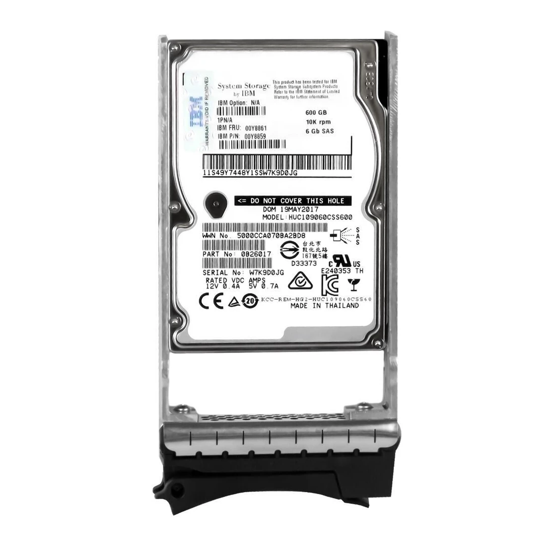 IBM 00Y8861 600 GB Hard drive 2.5" Internal SAS 6Gb/s Refurbished