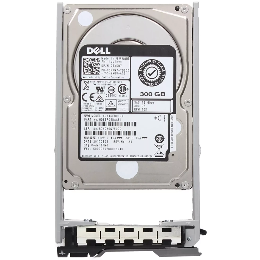 Dell 03NKW7 300GB 10K SAS 12Gbps 2.5inch Hot-Plug Hard Drive with Tray