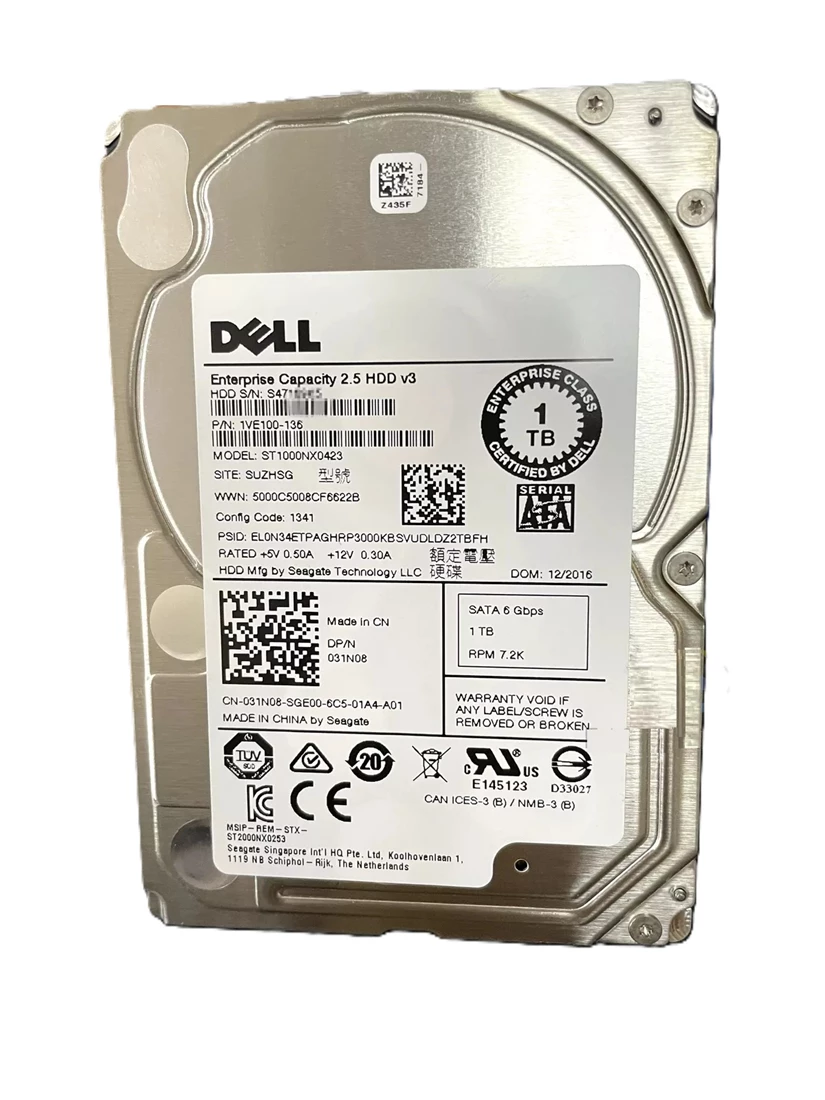 Seagate ST1000NX0423 1TB 7.2K SATA-6Gbps 2.5inch HDD Dell OEM Seagate ST1000NX0423 1TB 7.2K SATA-6Gbps 2.5inch HDD Dell OEM