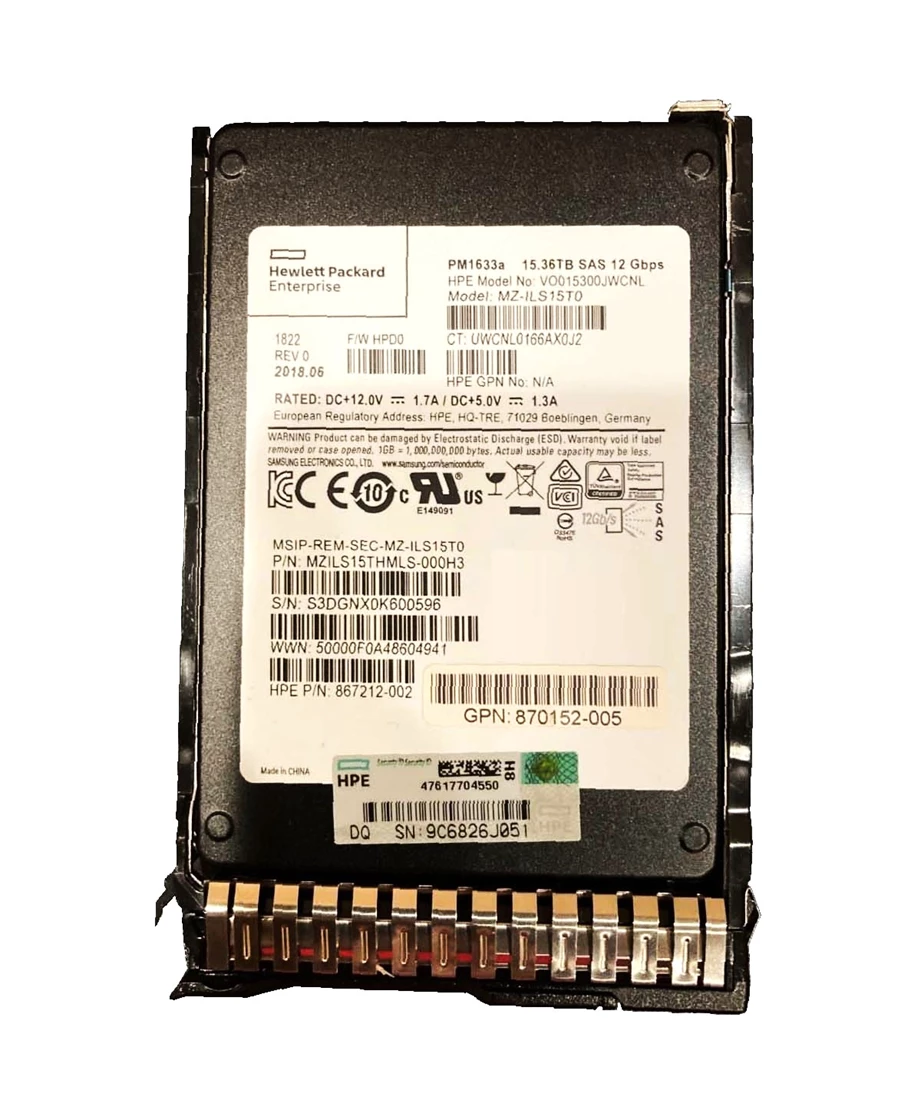 HPE 870148-B21 Read Intensive - SSD - 15.3 TB - SAS 12Gb/s Refurbished