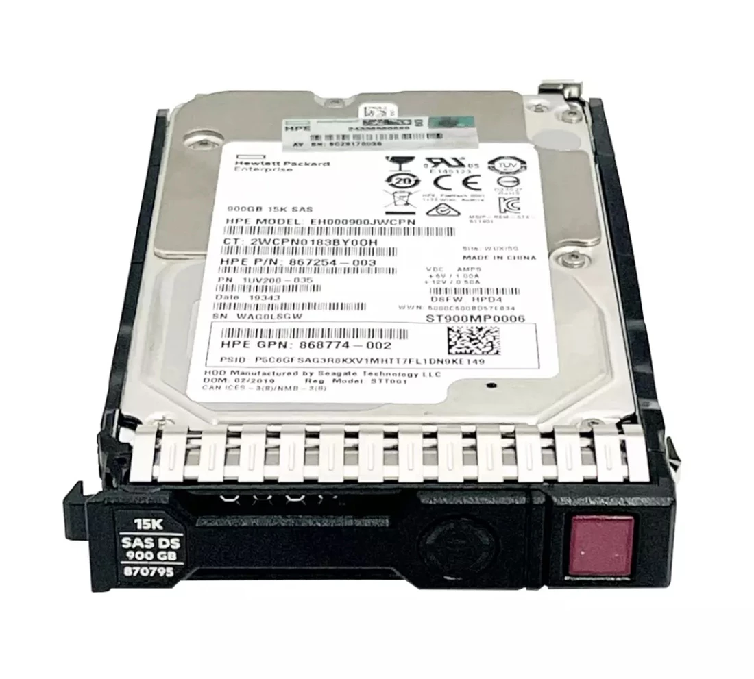 HPE 870759-B21 Digitally Signed 512n 900GB 15k SAS 12g Sff Sc Hdd F/s