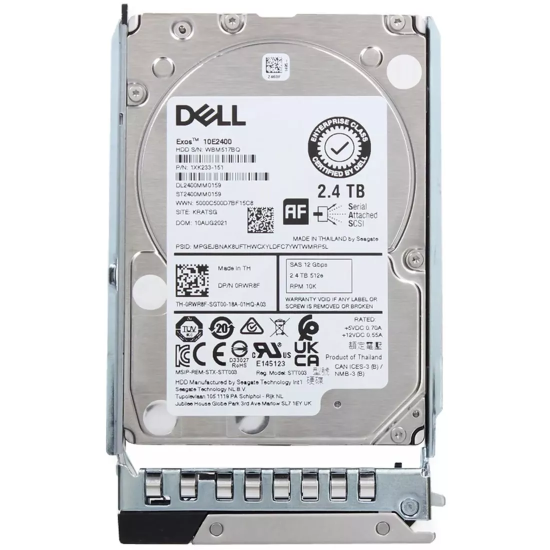 Dell RWR8F 2.4TB 10K SAS 12Gbps 512e 2.5" Hot Plug Hard Drive with Tray