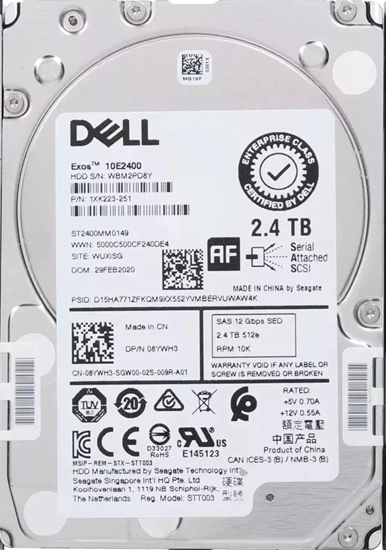Seagate 1XK223-251 10K.9 2.4tb sas-12Gbps SED FIPS 2.5inch HDD Refurbished DELL OEM