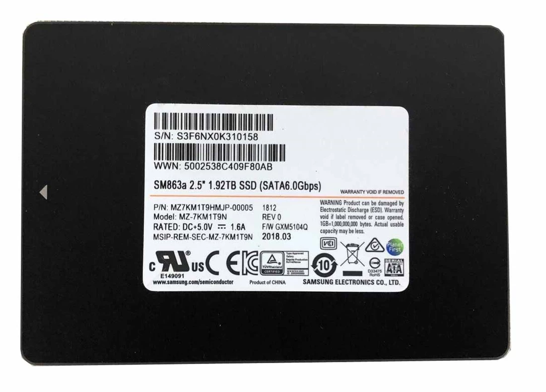 Samsung MZ-7KM1T9N 1.92TB SATA 6Gbps 2.5inch Solid State Drive