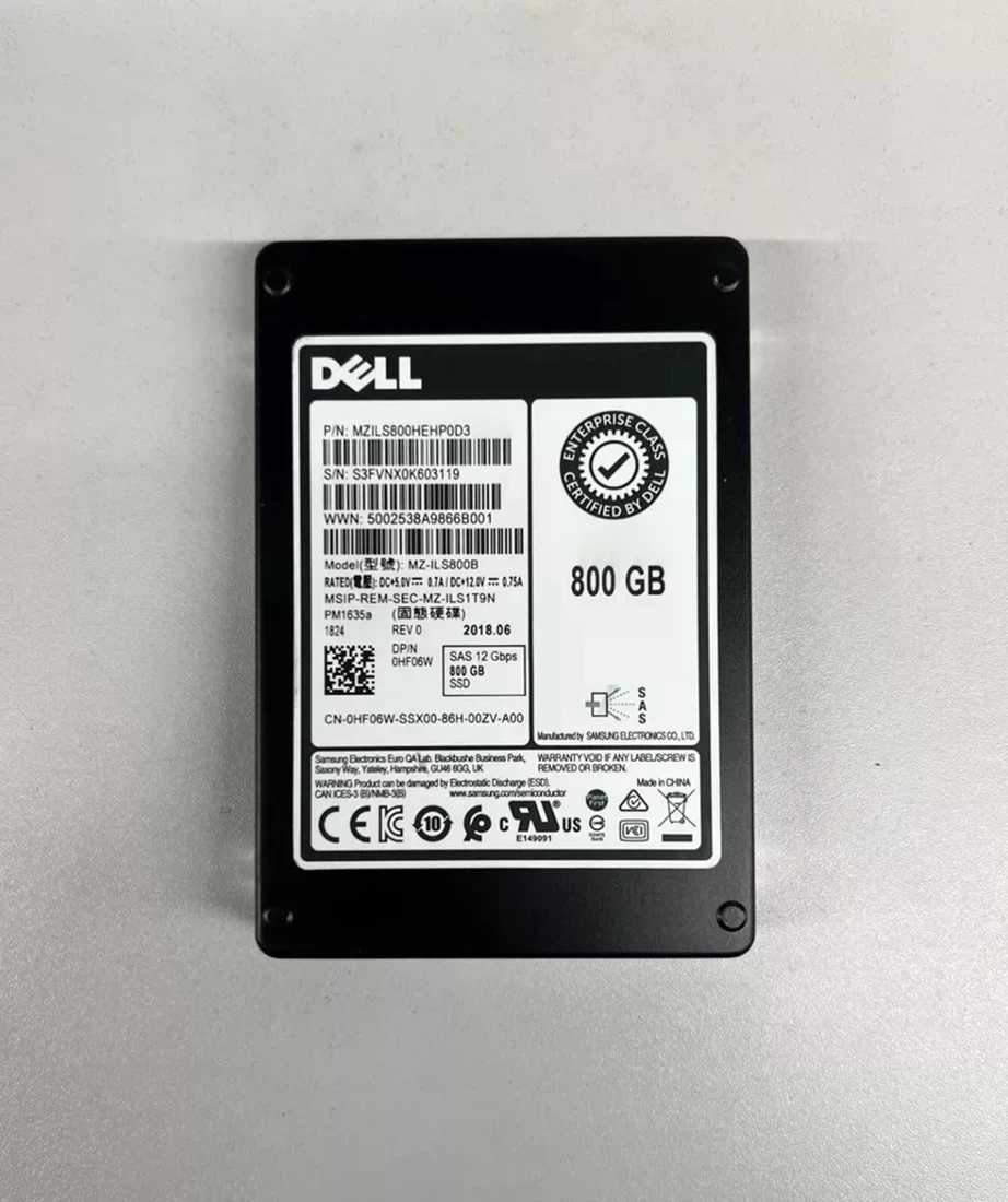 Samsung PM1635a MZ ILS800B Mixed Use SSD 800 GB SAS 12Gb s DELL OEM Refurbished