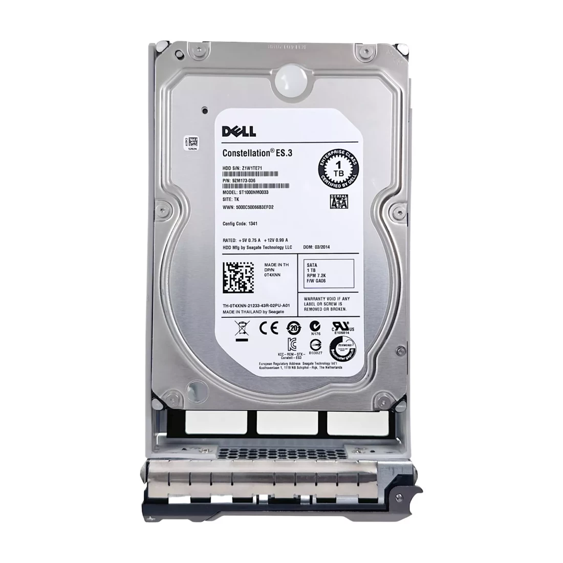 Dell 0T4XNN 1TB 7.2K SATA 6Gbps 3.5" Hard Drive with Tray