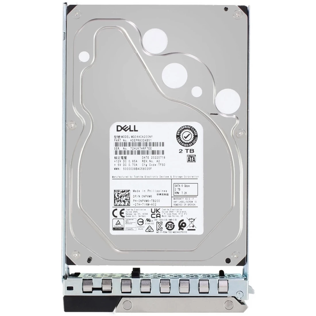 Dell NPVM6 2TB 7.2K SATA 6Gbps 128MB 512n 3.5" Hard Drive with 14G Tray