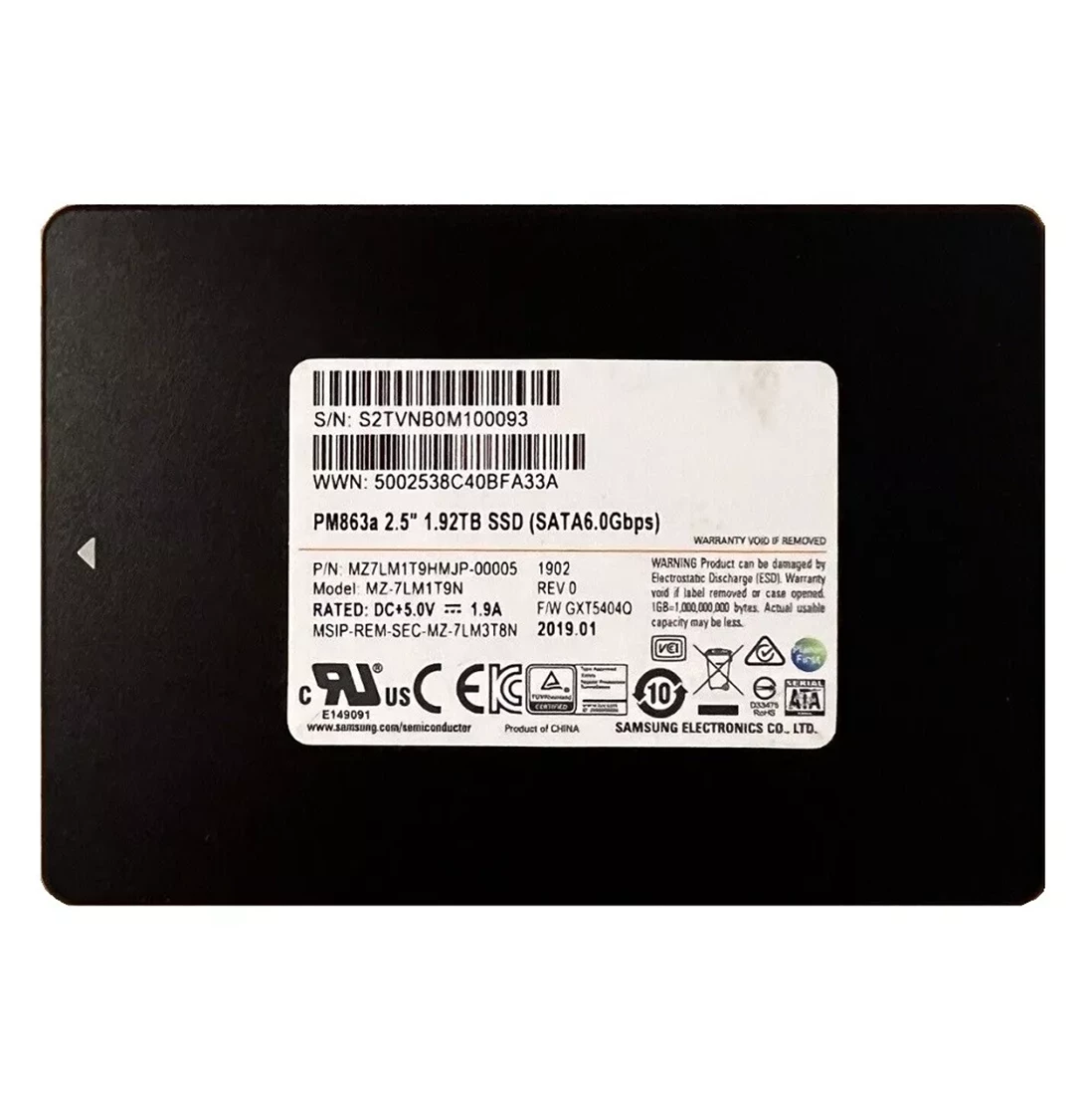 Samsung MZ7LM1T9HMJP PM863a 1.92TB SATA 6Gbps 2.5inch SSD