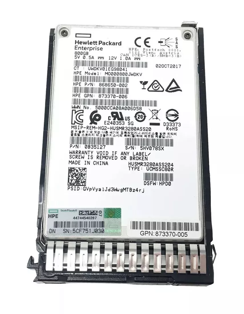 HPE 873363-B21 Mixed Use 800Gb SAS 12g Sff Sc DS Ssd Refurbished