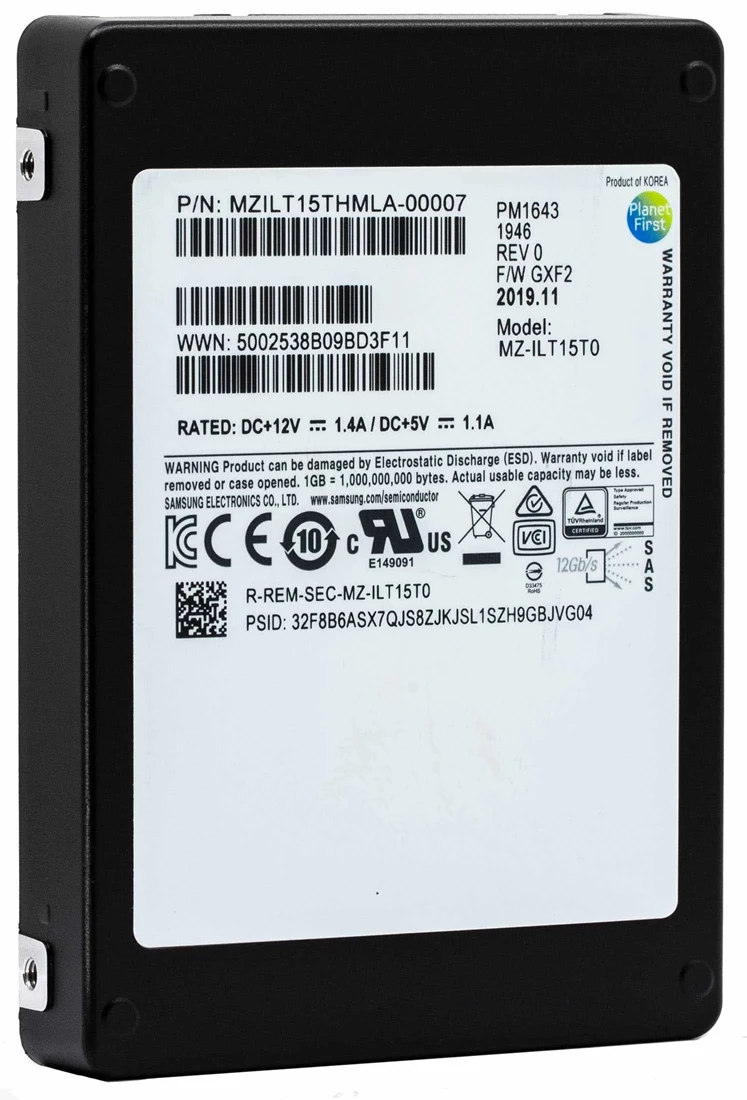 Samsung MZILT15THMLA 15.36Tb PM1643 Sas 12Gbs 2.5inch Ssd