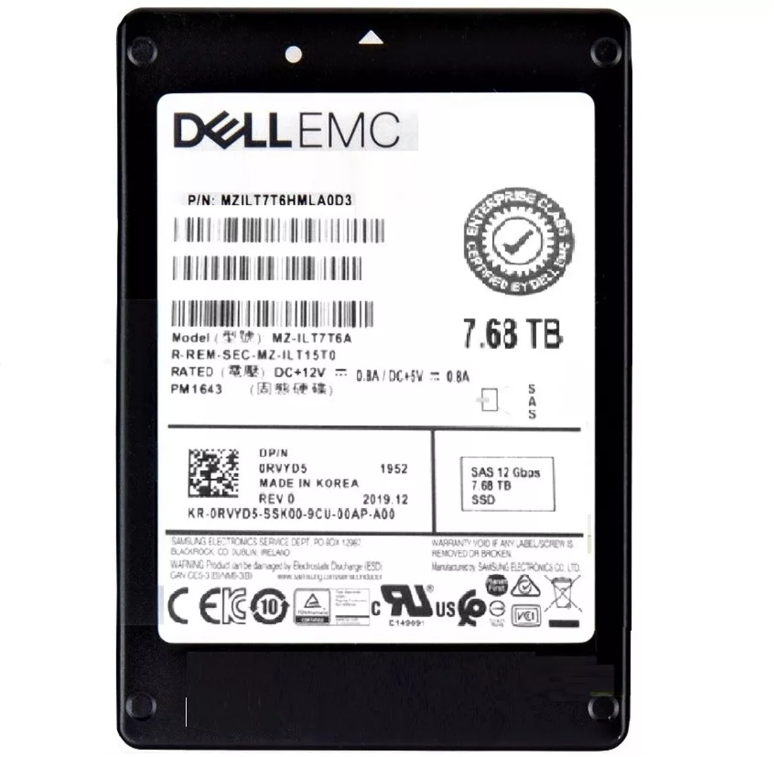Samsung PM1643 MZILT7T6HMLA0D3 Read Intensive SSD 7.68 TB SAS 12Gb Samsung PM1643 MZILT7T6HMLA0D3 Read Intensive SSD 7.68 TB SAS 12Gb