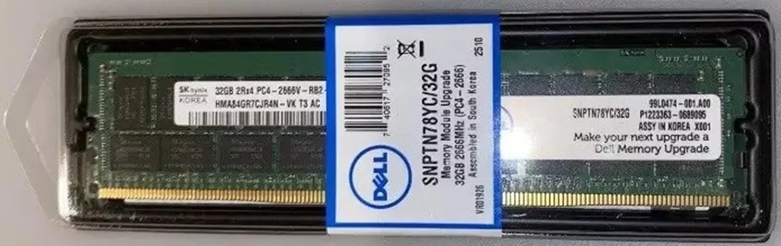 Dell A9810568 32GB PC4-21300 DDR4-2666MHz 2Rx4 ECC Memory Samsung OEM Ref