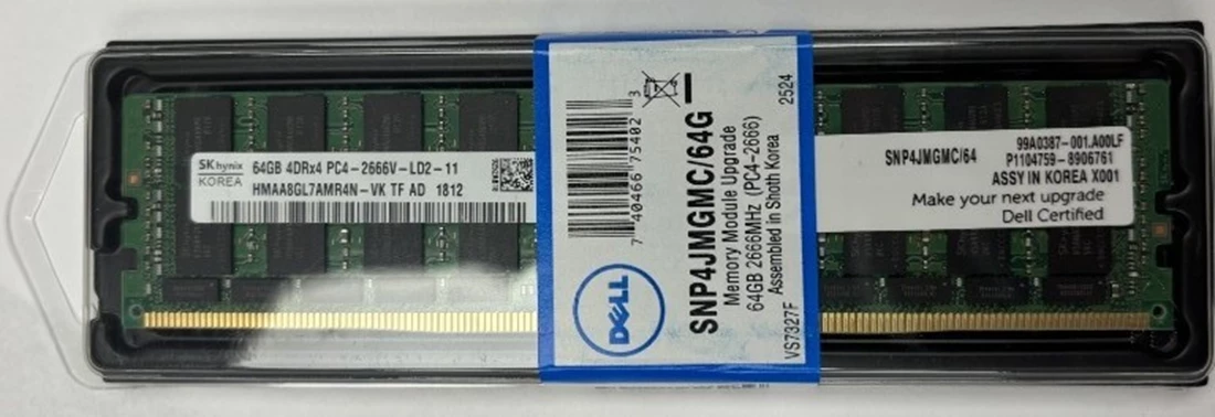 Dell SNP4JMGMDG/64G 64GB PC4-21300 DDR4-2666MHz 4Rx4 ECC Memory New