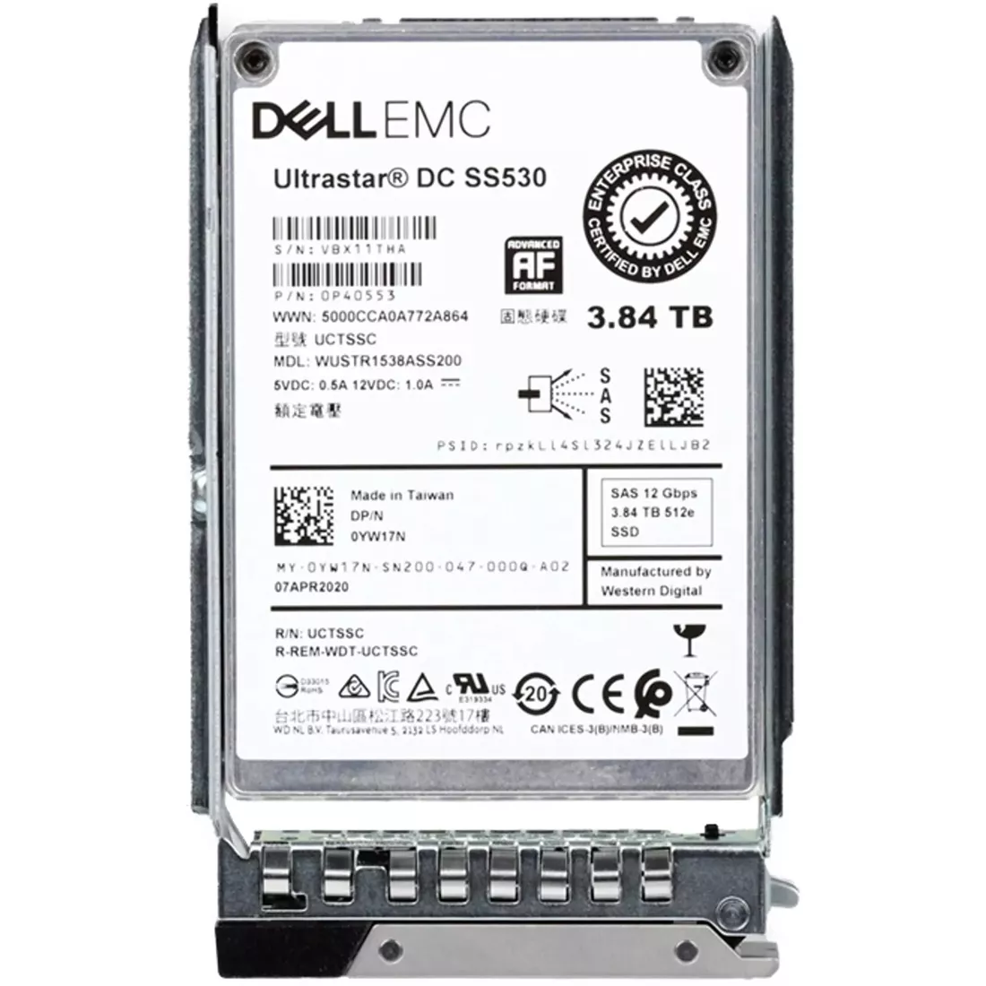 Dell YW17N 3.84TB SAS-12Gbps Read Intensive 2.5-inch Hot Plug SSD