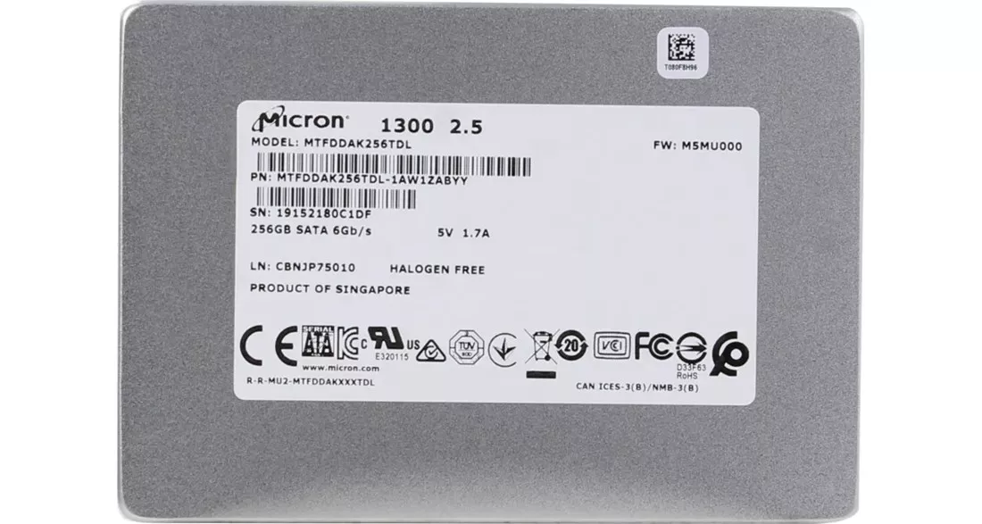 Micron 1300 MTFDDAK256TDL-1AW1ZABYY SSD 256 GB SATA 6Gb/s Refurbished Micron 1300 MTFDDAK256TDL-1AW1ZABYY SSD 256 GB SATA 6Gb/s Refurbished