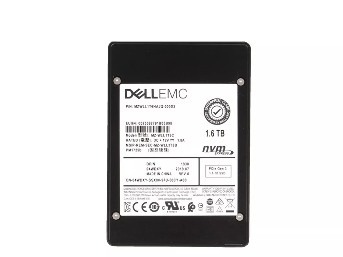 Samsung PM1725b MZWLL1T6HAJQ-000D3 Mixed Use SSD 1.6 TB PCIe 3.0 X4 (NVMe) DELL OEM Refurbished