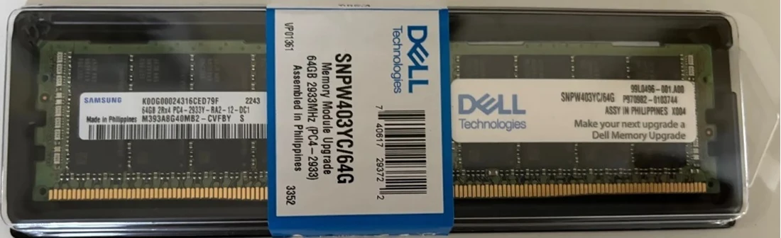 Dell 370-AEQD 64GB PC4-23400 DDR4 2933MT/s 2Rx4 ECC Memory Samsung OEM Refurbished