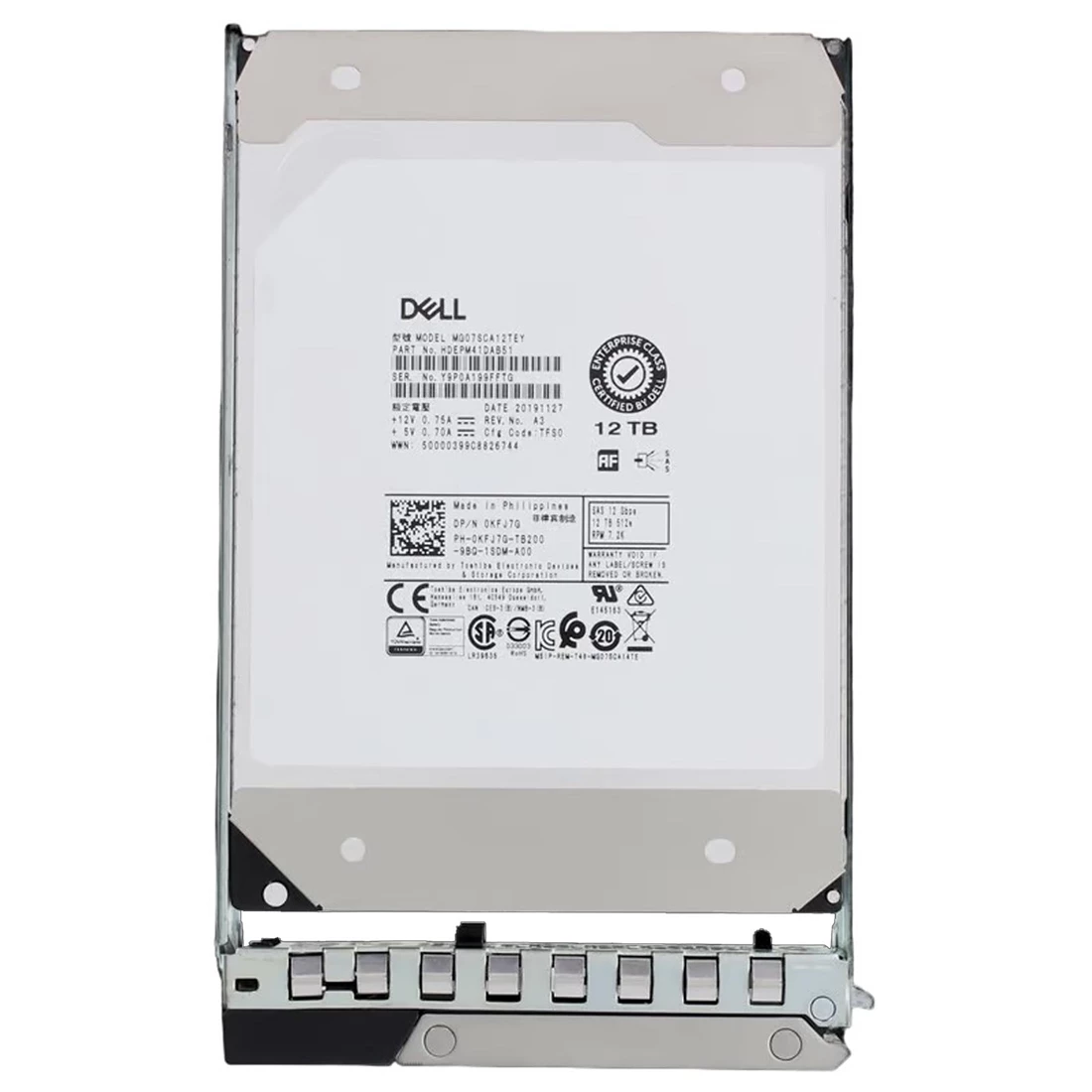 Dell KFJ7G 12TB 7.2k NL SAS-12Gbps 512e 256MB 3.5inch 14G Hot Plug Hdd