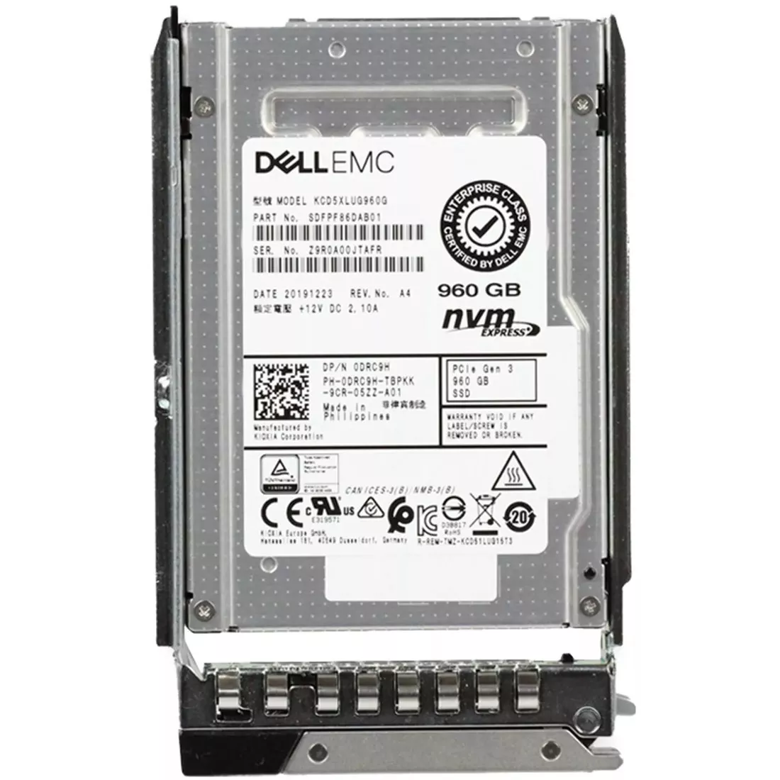 DELL DRC9H 960GB NVME PCIe Gen3 x4 U.2 2.5in Solid State Drive