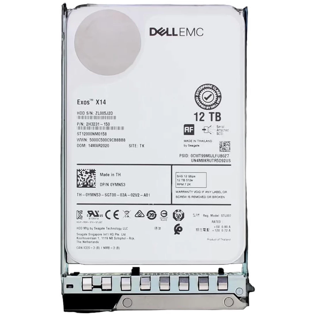 Dell 0YMN53 12TB 7.2k NL SAS-12Gbps 512e 256MB 3.5inch 14G Hot Plug Hdd