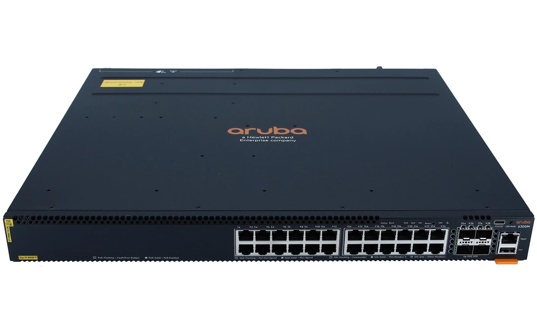 HPE JL662A Aruba CX 6300M 24-port 1GbE Class 4 PoE and 4-port SFP56 Switch F/S