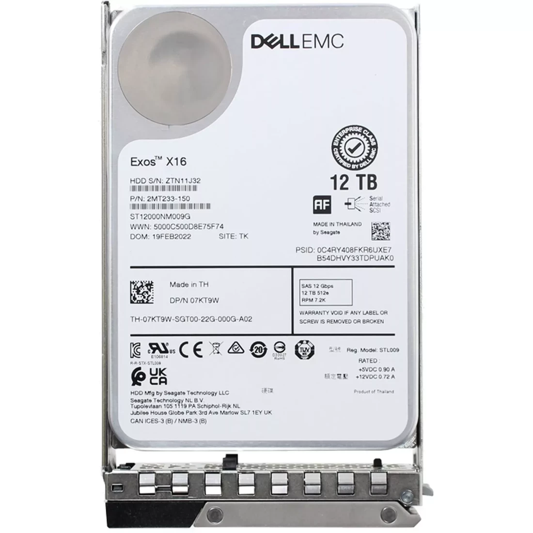 Dell 7KT9W 12TB SAS-12Gbps 7.2K 512e 3.5inch Hot Plug Hard Drive with 14G Kit
