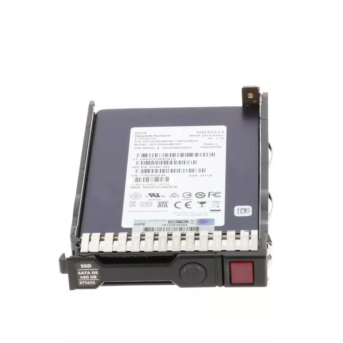 HPE 875509-B21 Read Intensive SSD 480 GB SATA 6Gb/s Refurbished