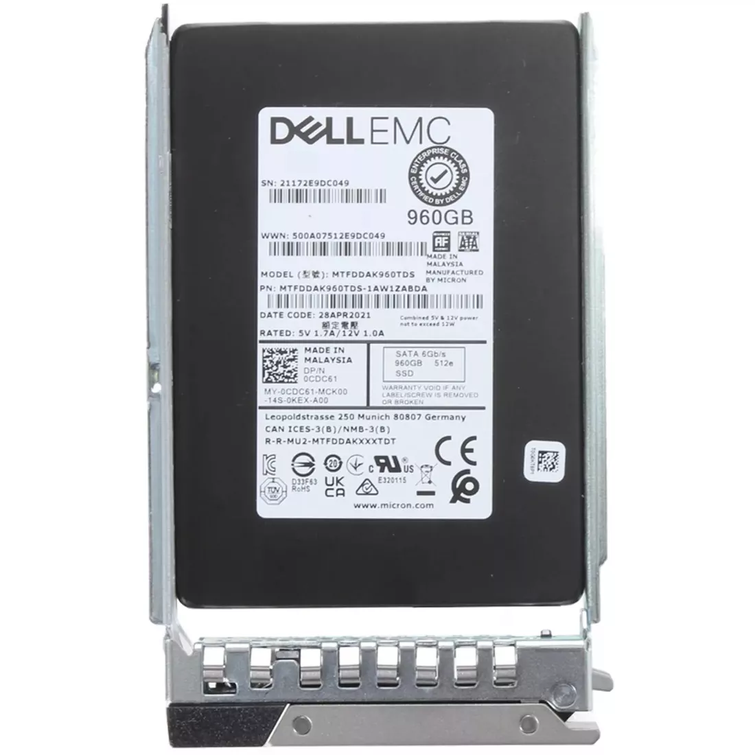 Dell CDC61 960GB SATA-6Gbps Read Intensive 1DWPD 2.5in Hot-Plug SSD