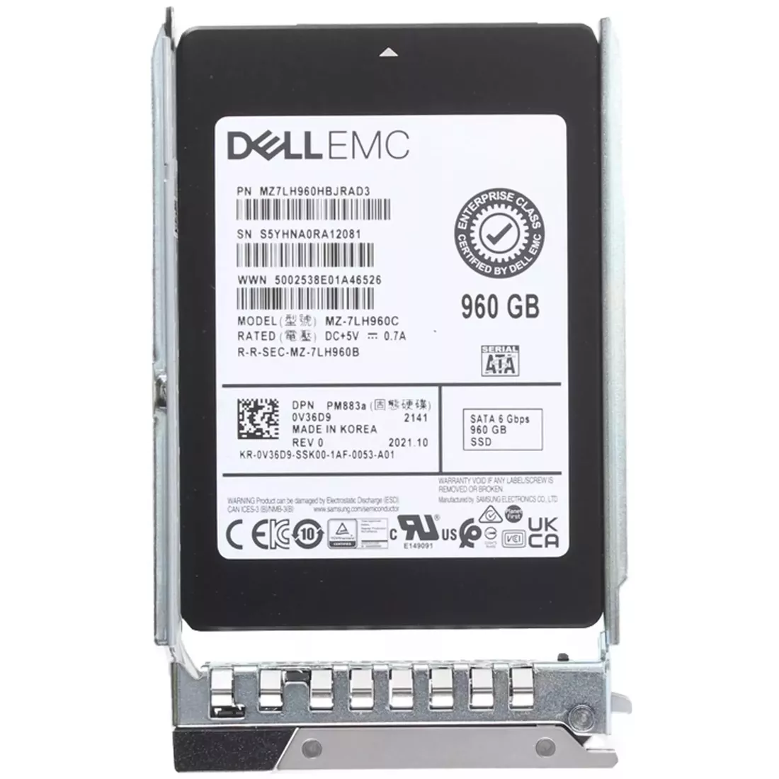 Dell V36D9 960GB SATA-6Gbps Read Intensive 1DWPD 2.5in Hot-Plug SSD