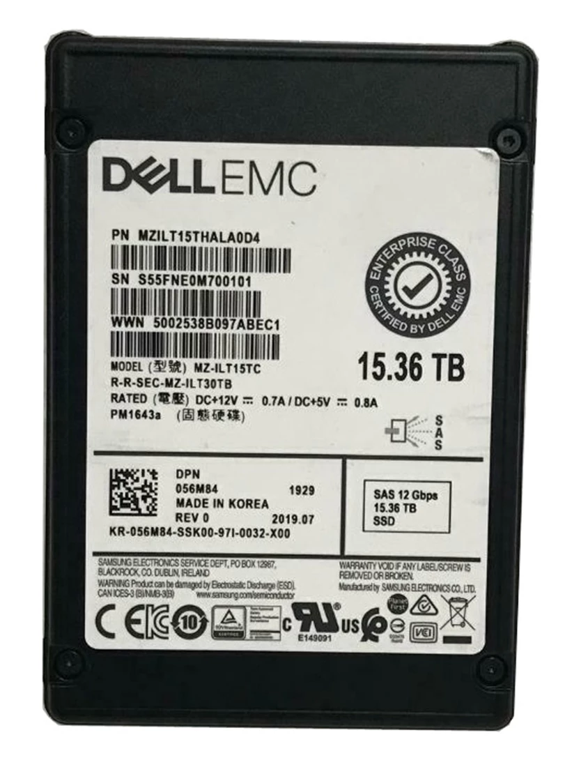 Samsung PM1643a MZILT15THALA0D4 SSD 15.36 TB SAS 12Gb/s DELL OEM Refurbished