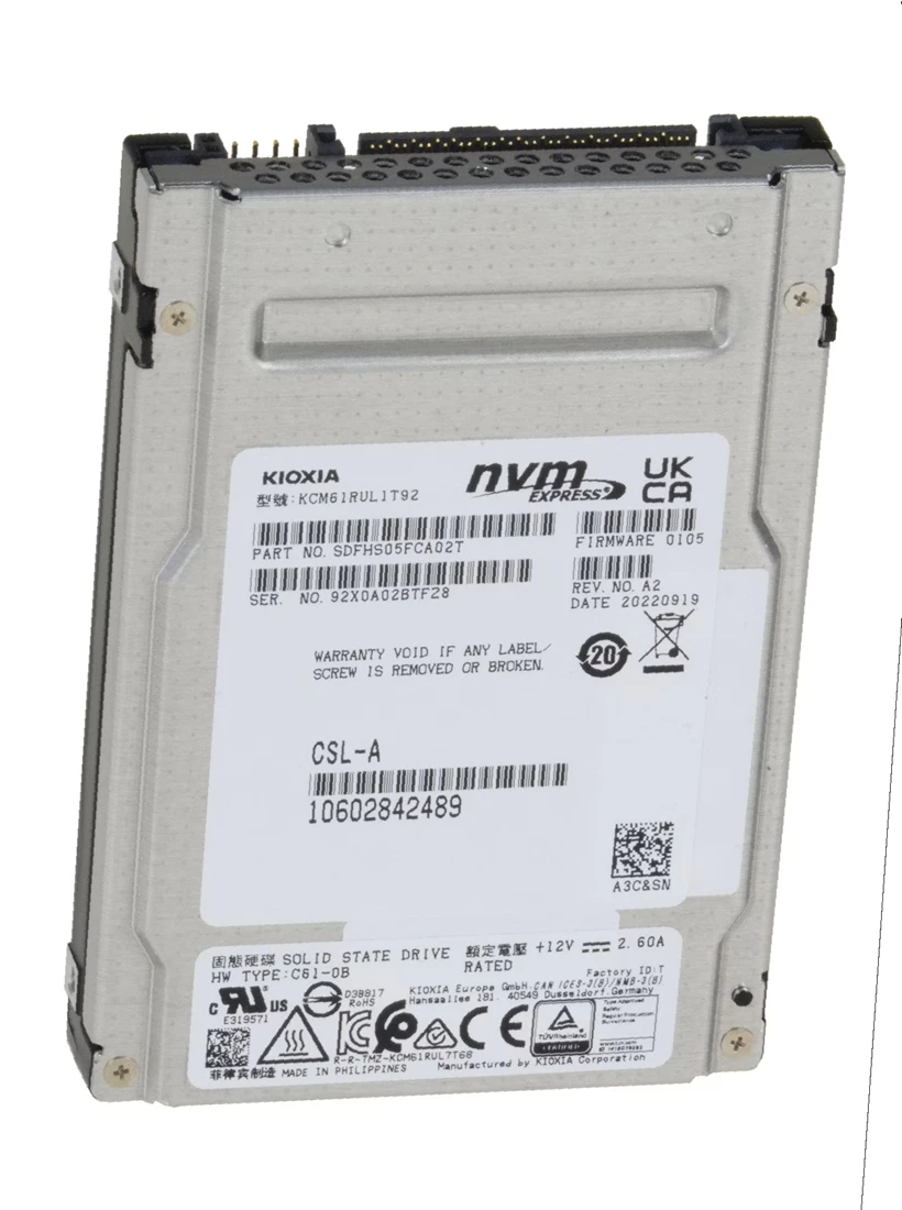 Kioxia CM6-R KCM61RUL1T92 Read Intensive SSD 1.92 TB Pci Express 4.0 X4 (NVMe) Refurbished