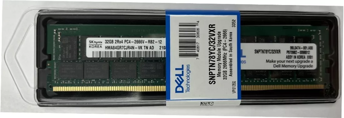 32gb Ddr4 2666mhz Dell Tn78y DDR4-2666 RDIMM 32GB Dell SNPTN78YC