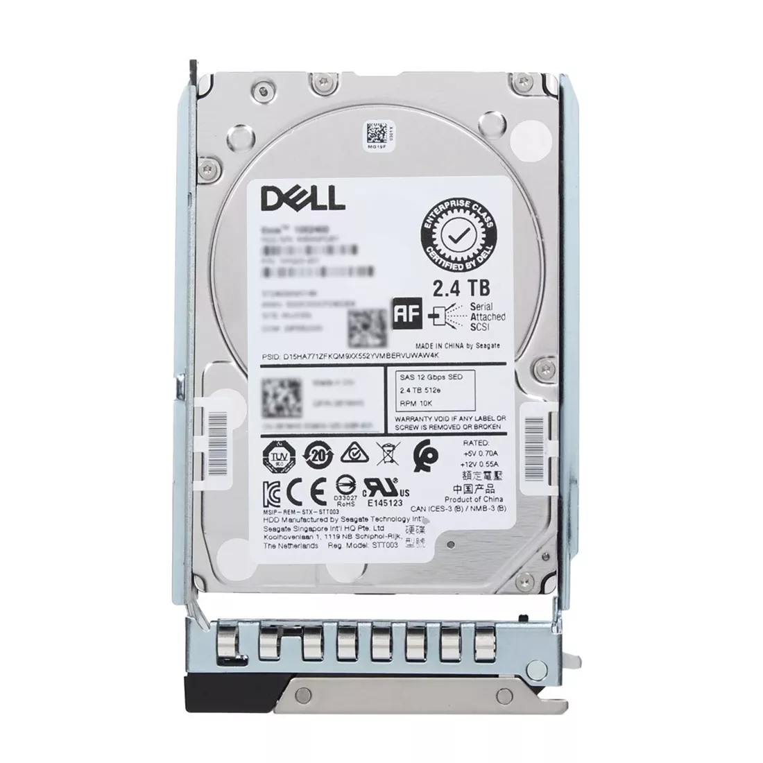 Dell 7V9J6 2.4TB SED 10K SAS-12Gbps 512e 256MB 2.5" Hot-Plug HDD with Tray